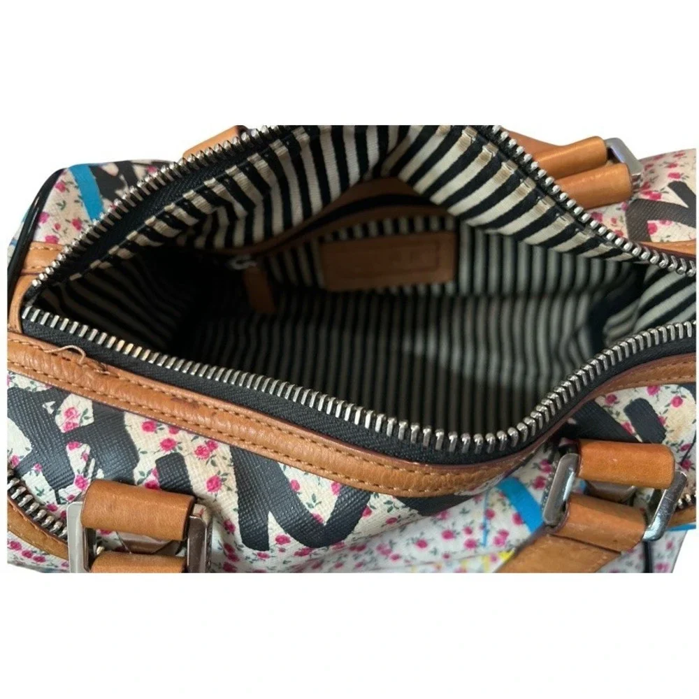 L.A.M.B. Floral Graffiti Satchel Handbag & Matching Wallet Set No Shoulder Strap